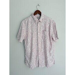 Faherty Mens Pink White Palm Leaf Hemp Lyocell Short Sleeve Shirt MWU2273 Size M